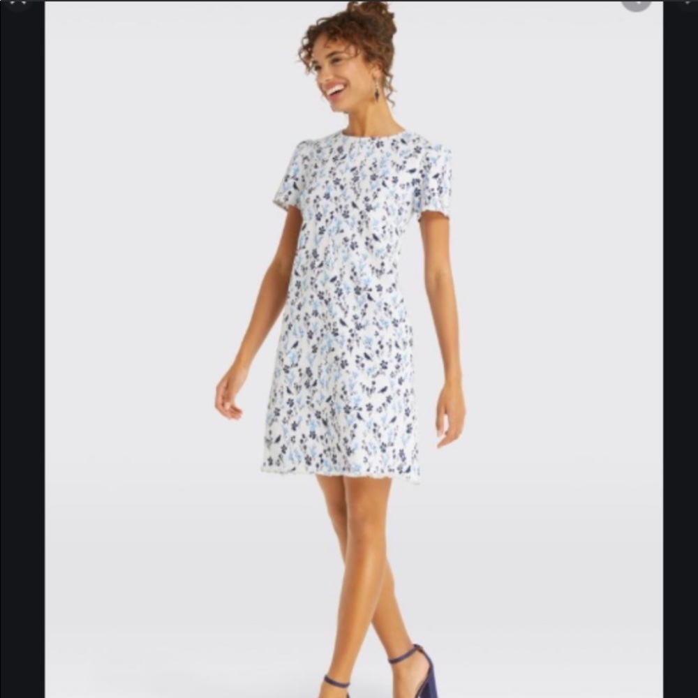 Draper James White Denim Dress with Raw Hem